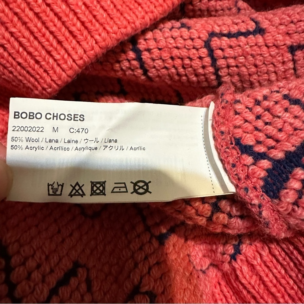 Bobo Choses Pink Knitted Long Sleeve Crewneck Soft Yarn Sweater Medium - Picture 4 of 9